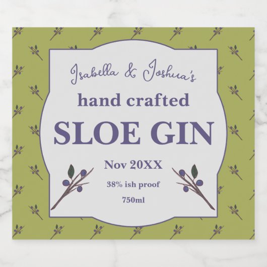 Étiquette Sloe Gin fait maison (Étiquettes simples)