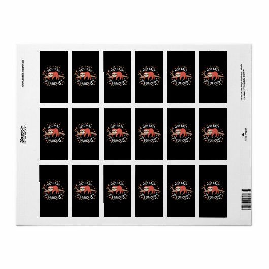 Étiquette Sloth - Pas Rapide Pas Furieux (Feuille entière)