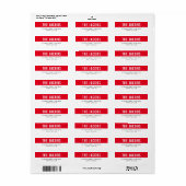 Étiquette SMART Bold minimum simple type noir rouge (Feuille entière)
