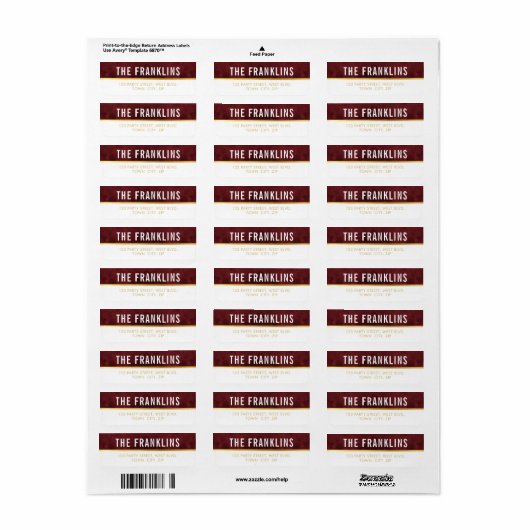 Étiquette SMART Bold simple en gras bloc rouge marron or (Feuille entière)