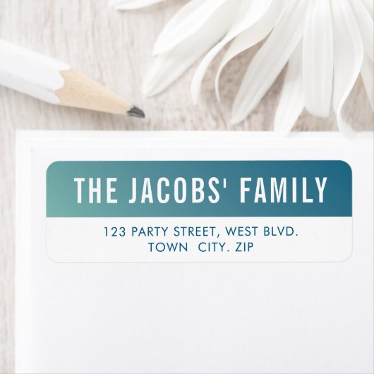 Étiquette SMART élégant moderne ombragé dégradé bleu menthe (En situation)