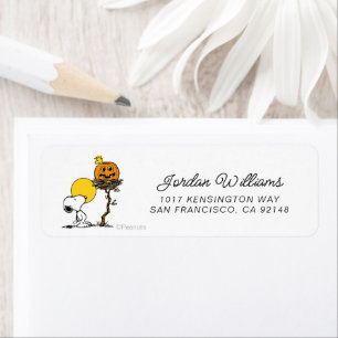 Étiquette Snoopy & Bois Nid Avec Jack O'Lantern