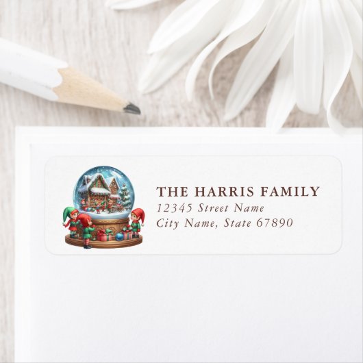 Étiquette Snow Globe Return Address Labels (En situation)