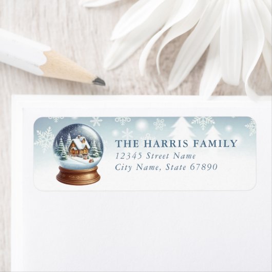 Étiquette Snow Globe Return Address Labels (En situation)