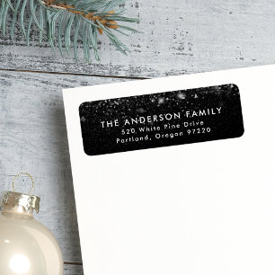 Étiquette Snowdrift Black Holiday Adresse de retour
