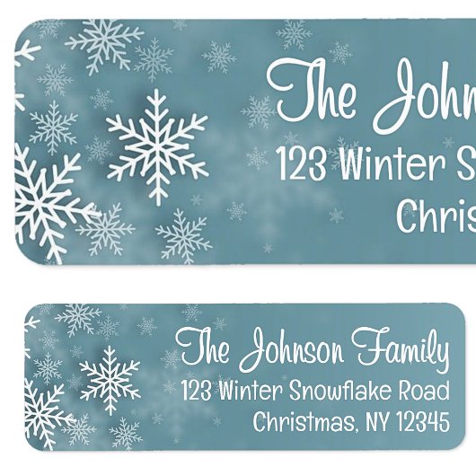 Étiquette Snowflake Blue Winter Christmas Return Address