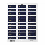 Étiquette Snowflake Elegant Navy Blue Faux Gold Foil Winter  (Feuille entière)