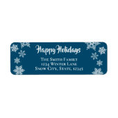 Étiquette Snowflake Holiday Adresse de retour (Devant)
