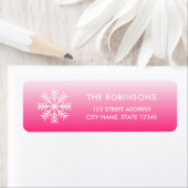 Étiquette Snowflake Pink Gradient Adresse de retour (En situation)