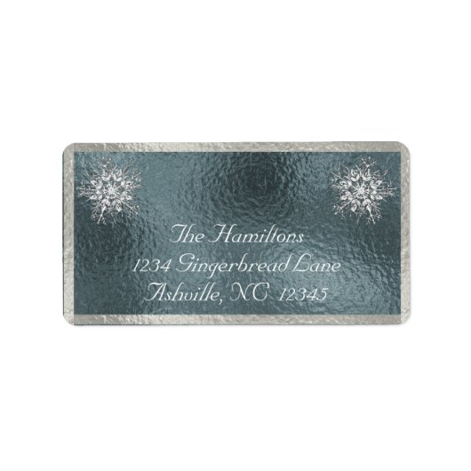 Étiquette Snowflake & Ribbon Holiday Return Address - Silver (Devant)