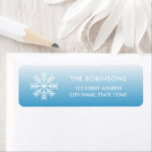 Étiquette Snowflake Winnie Blue Gradient Adresse de retour (En situation)