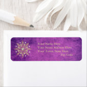 Étiquette Snowflakes de Noël Purple & Or (En situation)