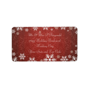Étiquette Snowflakes et Red Mariage damassé