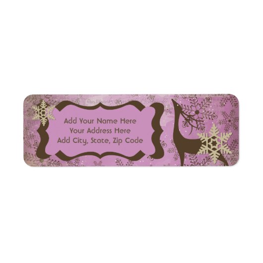 Étiquette Snowflakes Lilac et Deer Retourner l'adresse Étiqu (Devant)