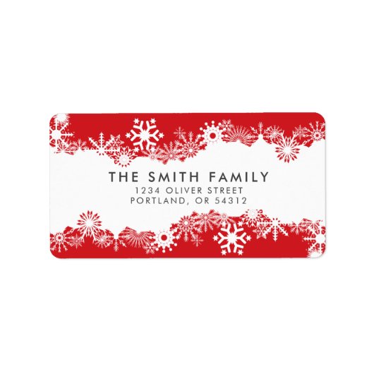 Étiquette Snowflakes ornementaux Adresse de retour de Noël (Devant)