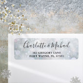Étiquette Snowflakes Script Mariage Adresse de retour