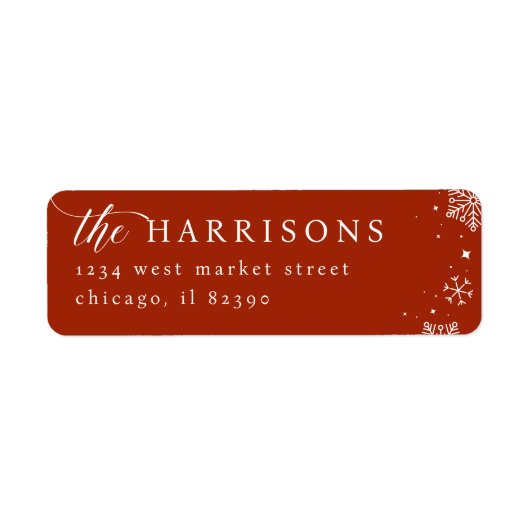 Étiquette Snowflakes Script & Serif Family Return Address (Devant)