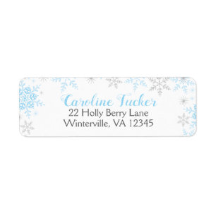Étiquette Snowflakes Winter Baby Boy Shower Blue Silver