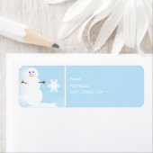 Étiquette Snowman à Noël sur Blue (En situation)