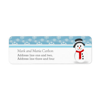 Étiquette Snowman and Snowflakes Custom Christmas