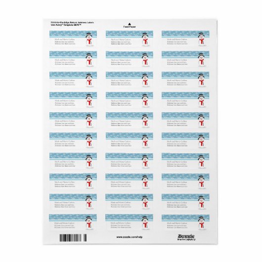 Étiquette Snowman and Snowflakes Custom Christmas (Feuille entière)