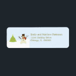 Étiquette Snowman and Tree Christmas Address Labels<br><div class="desc">Super cute and whimsical Snowman and Tree Christmas Address Labels featuring a fun winter scene with a decorated Christmas tree and a jovial snowman. These fun labels will had holiday flair to all of your mailings! Easy to customize, simply add the personalized text of your choosing. Click on the "Customize...</div>