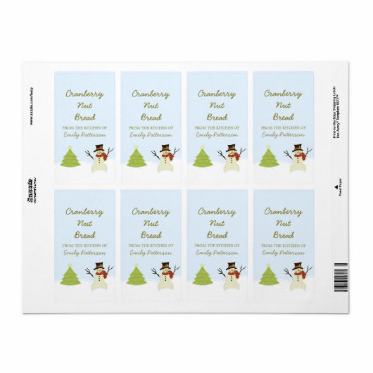 Étiquette Snowman and Tree Christmas Baking Labels (Feuille entière)