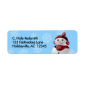 Étiquette Snowman avec des flocons de neige dans le ciel d'h (Devant)