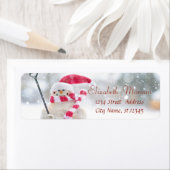Étiquette Snowman Avec Santa Hat Holiday (En situation)