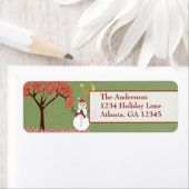 Étiquette Snowman Candycane Tree sur vert (En situation)