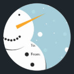 Étiquette Snowman Christmas, À : De :<br><div class="desc">Épicez votre emballage cette année. Il est facile d'utiliser ces étiquettes pour vos cadeaux. Signez,  pelez et collez. Ce gentil bonhomme de neige aurait l'air adorable sur n'importe quel papier d'emballage de noël.</div>
