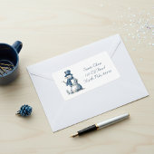 Étiquette Snowman dans Delft Blue personnalisable