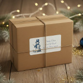 Étiquette Snowman dans Delft Blue personnalisable