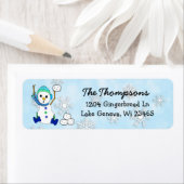 Étiquette Snowman de Noël lanceur de balle de neige Arrière  (En situation)