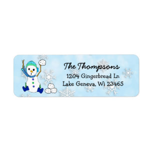 Étiquette Snowman de Noël lanceur de balle de neige Arrière