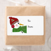 Étiquette Snowman en Casquette rouge et écaille verte (En situation)