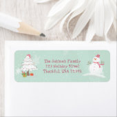 Étiquette Snowman et sapin de Noël (En situation)