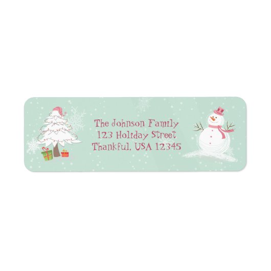 Étiquette Snowman et sapin de Noël (Devant)