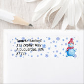Étiquette Snowman, Flammes de neige, Noël Retour Adresse (En situation)