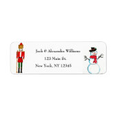 Étiquette Snowman Nutcracker mignon Noël Adresse de retour (Devant)