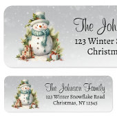 Étiquette Snowman Winter Holiday Christmas Return Address