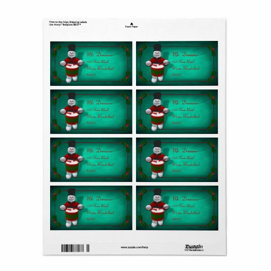 Étiquette Snowmen vintage : batteur (Feuille entière)