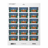 Étiquette Snowy Village Winter Scène Noël (Feuille entière)