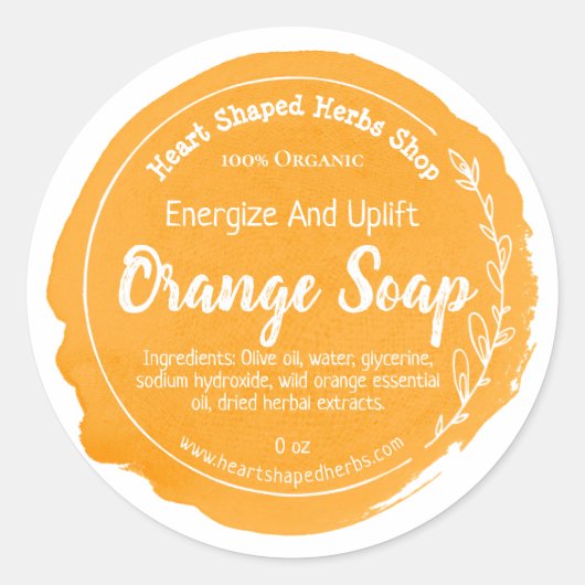 Étiquette Soap Orange Personnalisé (Devant)