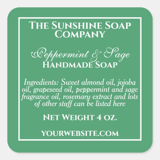 Étiquette soap vert simple et blanc (Devant)