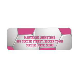 Étiquette Soccer Ball Pink and White