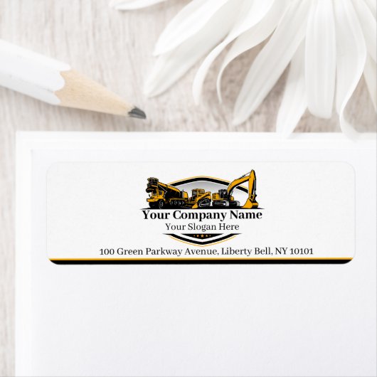 Étiquette Société de construction d'équipement lourd profess (En situation)