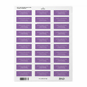 Étiquette Soft Muted Lavender Stylish Return Address Labels (Feuille entière)