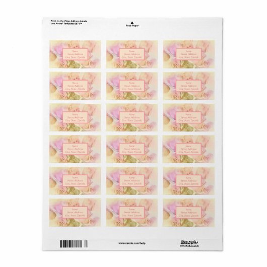 Étiquette Soft Pastel Roses (Feuille entière)