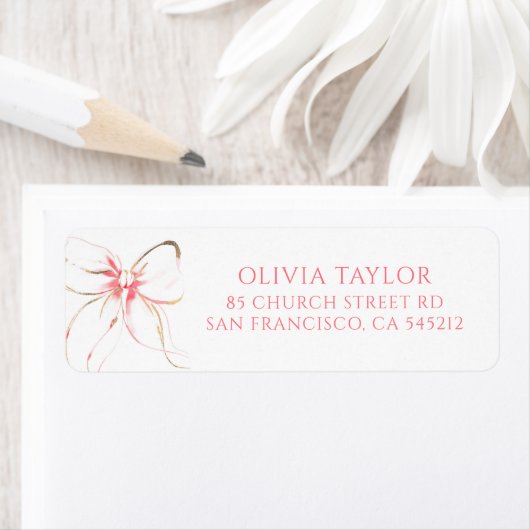 Étiquette Soft Pink Bow Baptism (En situation)